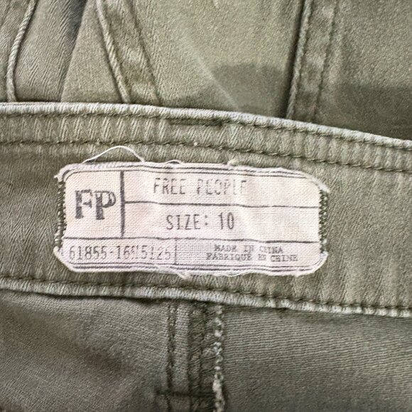 Free People Olive Green Utility Pants Black Knee Patches Casual Cargo Pants 10 - Picture 6 of 7